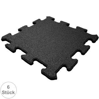 Gummifliesen, Balkonfliesen, 6 Stück schwarz | Puzzle 50x50x2 cm