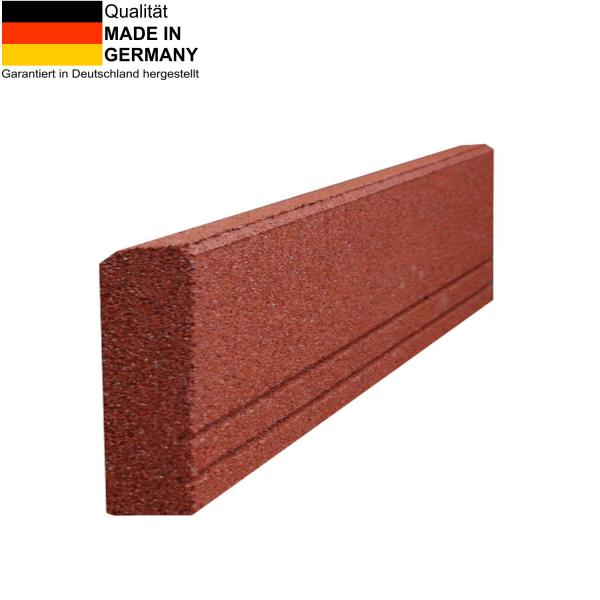 Curb made of rubber granulate 1000 x 250 x 80 mm in brick red